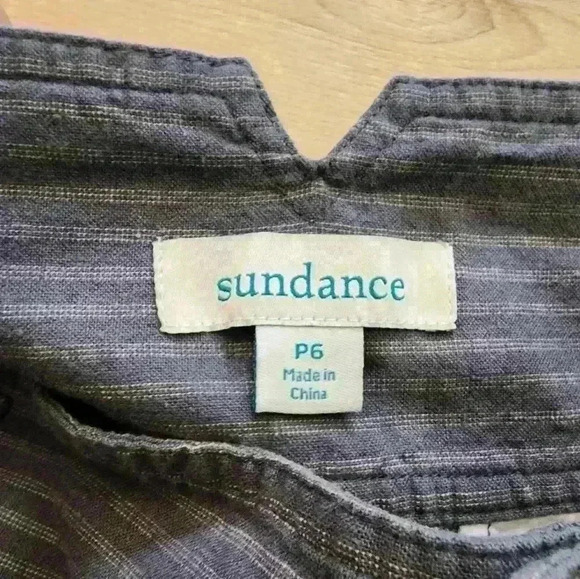 Sundance Amelia Linen Blend Pinstripe Trouser Pants in Blue Gray size 6 petite - Picture 7 of 8